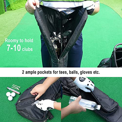 Big Teeth Golf Sunday Bag, Small Golf Bag Lightweight, Par 3 Golf Bag for A Few Clubs Driving Range, Practice with Carry Shoulder Strap Foldable Multi-Colour - color: Thicker Travel Option Black
