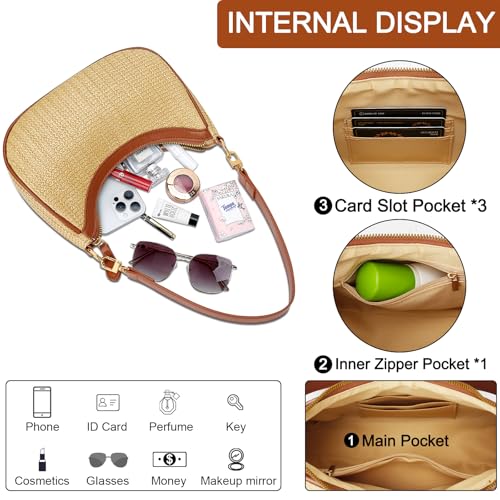KKXIU Shoulder Bag for Women Cute Hobo Purses and Handbags Retro Clutch Underarm Purse | Cute - color: Khaki