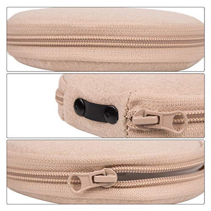 ELEZAY Small CD Case Round Felt 20 Capacity CDs Storage Wallet DVD Disc Holder, Beige - color: B-Beige