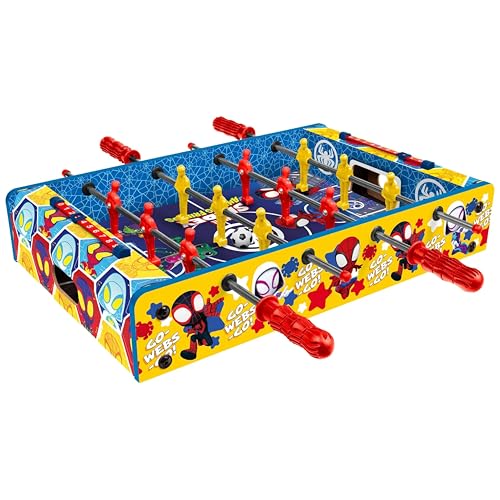 Marvel Spidey & Friends Foosball Table for Kids – Tabletop Soccer Game with Rod Handles, Ball & Players – Wooden Mini Game Table – Kids 4+