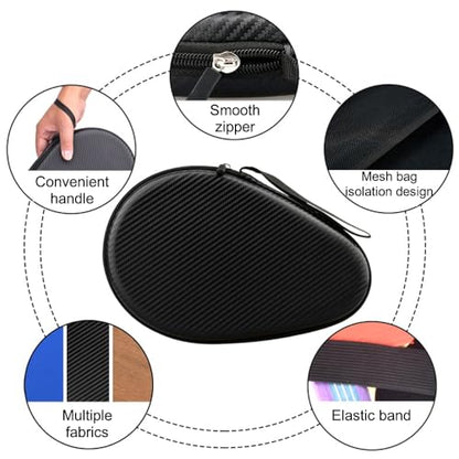 MiOYOOW Table Tennis Racket Case, Hard Shell Ping Pong Storage Bag Ping Pong Paddles Case with Zipper Can Hold 2 Short-Handled Rackets or 1 Long-Handled Racket - color: Straw mat pattern black