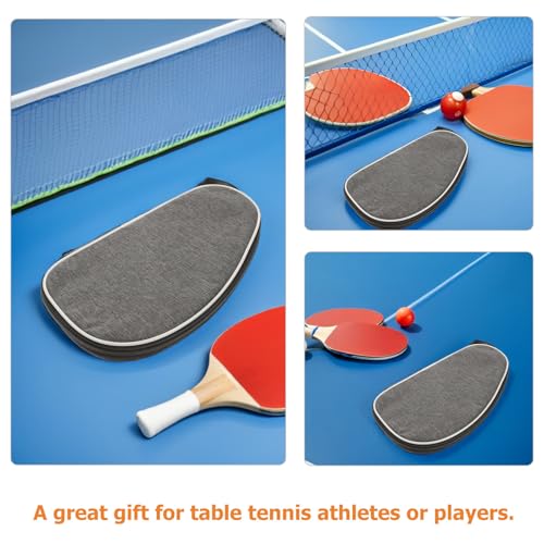Beaupretty 2pcs Table Tennis Racket Bag with Ball Storage Pocket, Portable Waterproof Paddle Case, Grey Protective Sports Organizer for Ping Pong Training and Travel