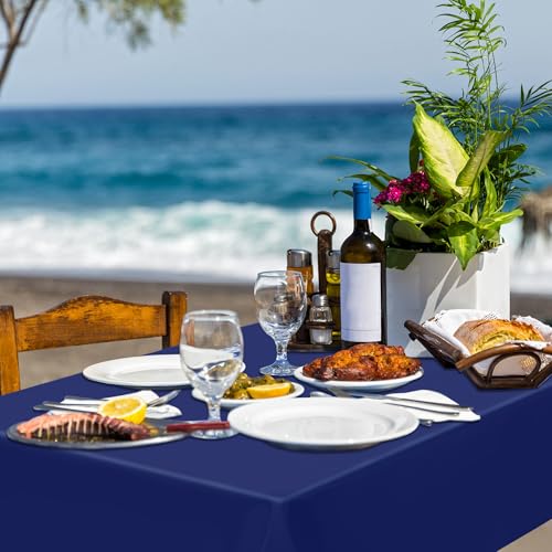 QZYL 12 PCS Navy Plastic Tablecloths, 54 in x 108 in Dinner Table Cloths, Rectangle Table Cover for Birthday Party Family Gathering Wedding - color: Navy, size: 12pcs 54x108 in