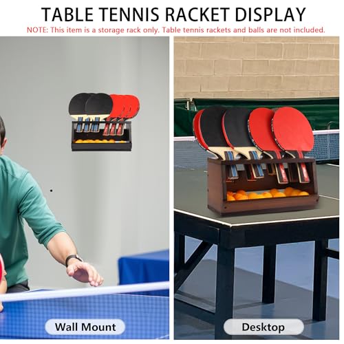 Ping Pong Paddle Holder Wall Mount & Desktop 2-in-1,Table Tennis Racket Display Organizer Holds 8 Rackets, Ping Pong Paddle Storage Rack in Game Room, Man Cave, Office, Home, Black - color: Desktop/Black