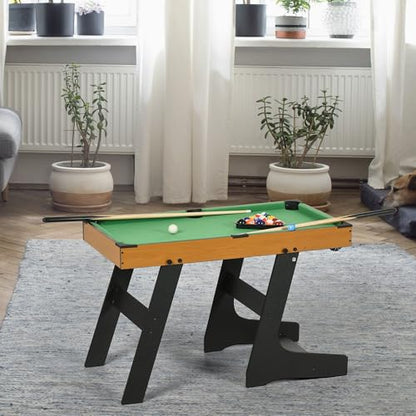 38" Foldable Billiards Tabletop Game, Pool Table Set Billiard Tables with Easy-Fold Design, Includes Balls Cues Chalk Brush for Family Game Night, Compact Billiards Table Table Top Pool Table for Ga