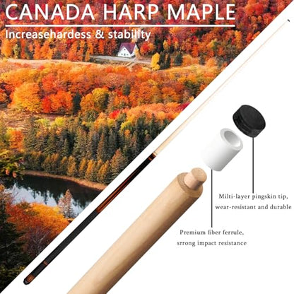 CUEELF Professional Pool Cue Stick – Handmade, Low Deflection | Solid Brass Joint Low Deflection Shaft 12.5mm Pro Tip & Inlay Ring Leather Non-Slip Wrap Precision Balanced - color: CJ-SH-06