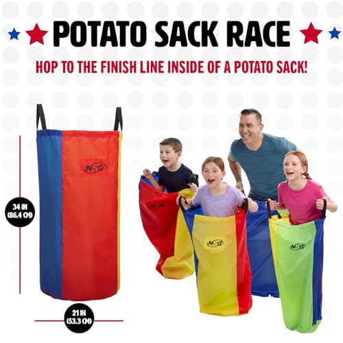 NSG 84pcs Outdoor Games Play Set - Potato Sack Race Bags for Kids Adults, Egg Spoon Relay Race, 3 Legged Race Bands for Teams, Parties, Teens, Family, Friends, Party Games, Kids, Adults, Home, School