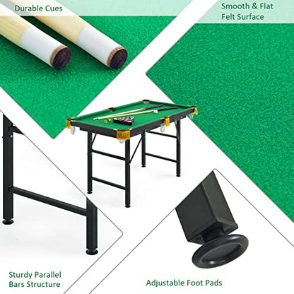 OLAKIDS Portable Folding Billiards Table with 2 Billiard Cues, Ball, Triangle Rack, Brush, Chalk, 47 Inch Game Pool Table for Kids Adults Family Office