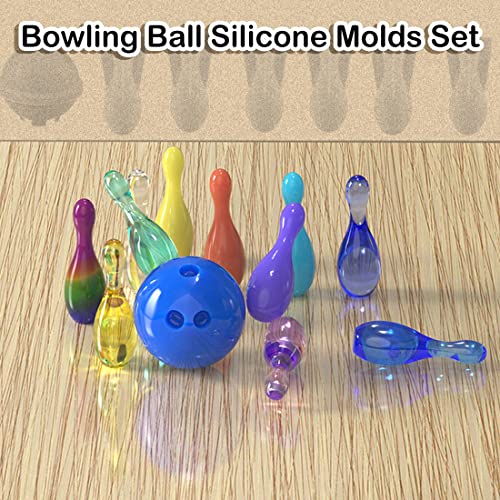 3D Sport Ball Resin Molds Silicone, Bowling Pin with Ball Mold Resin Kit, Hemisphere Mould DIY Casting Bowling Games Toys, Family Sport Tools, Candle Fondant Cake Decoration