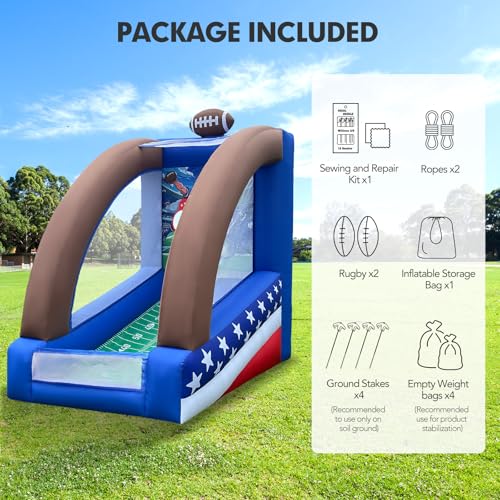 10Ft Inflatable Football Target Toss with Balls, Portable Football Throwing Target for Indoor & Outdoor Sports, Carnivals, Camping, and Family Activities