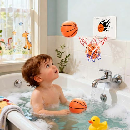 SEISSO Indoor Mini Basketball Hoop for Kids, Wall Basketball Hoop for Bathroom Office, Suction Cup Basketball for Kids Boys Girls Suction Cup Basketball Toy Lovers