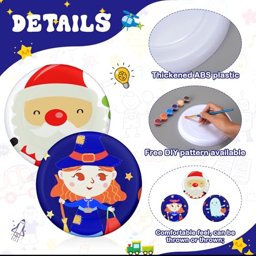Tenceur 36 Pcs DIY Plastic Flying Disks Bulk 7 Inch Paint Your Own White Flying Disc with Paintbrushes and Paints for Party Favors and Crafts Fun Home Activities Games (Navy Blue,Red,Yellow,White) - color: Navy Blue, Red, Yellow,White