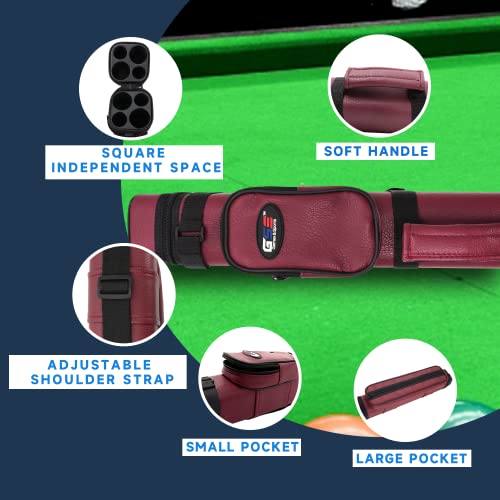 GSE Games & Sports Expert 2x2 Deluxe Hard Billiard Pool Cue Stick Carrying Case, Billiard Cue Case, Billiards Accessories (Several Colors Available) - color: Square - Burgundy