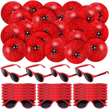 48 Pcs Spider Theme Inflatable Beach Balls with Glasses Summer Pool Party Favors 10 Inch Spider Web Inflatable Ball Birthday Graduation Decorations End of Year Party Gift Supplies - style: Spider