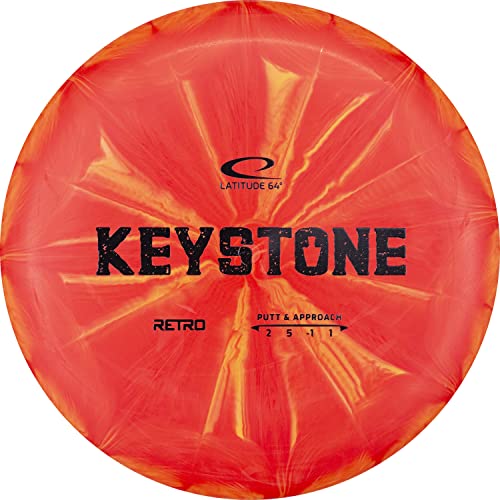 Latitude 64 Retro Burst Keystone Disc Golf Putter, Interactive Family Outdoor Games, Men and Women Frisbee Golf Putt & Approach Disc, 175g+, Stamp Shade of Disc Color & Burst Pattern May Vary - color: Orange