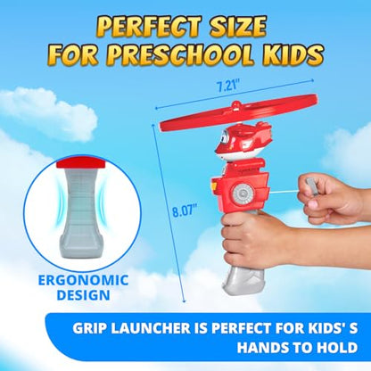 Super Wings Flying Toys, Jett Flying Toys for Kids Ages 3-5 4-8, Fun Outdoor Flying Disc Launcher Toys, Airplane Outside Flying Toys for Kids Boys Girls 3 4 5 6 7 8 Year Old - style: Jett