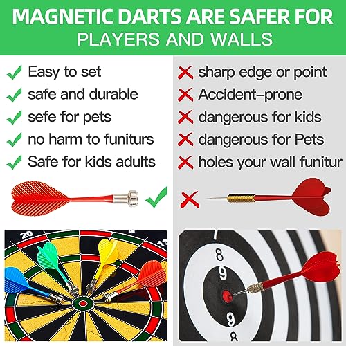 moopok Magnetic Dart Board for Kids-12Magnetic Dart/Sticky Balls Or 2 Toy Gun+40 Foam Dart.Indoor/Outdoor Kids Games and Party Games,Christmas Birthday Gifts Toys for 3-12 Year Old Boys - style: 14IN-2in1 Board+12 Magnetic Dart+12 Sticky Ball