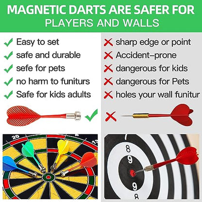 moopok Magnetic Dart Board for Kids-12Magnetic Dart/Sticky Balls Or 2 Toy Gun+40 Foam Dart.Indoor/Outdoor Kids Games and Party Games,Christmas Birthday Gifts Toys for 3-12 Year Old Boys - style: 14IN-2in1 Board+12 Magnetic Dart+12 Sticky Ball