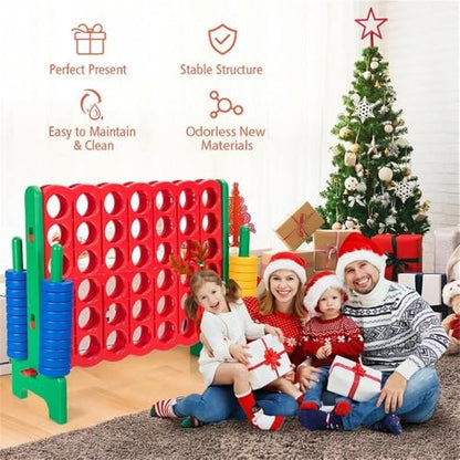 Pemberly Row Jumbo 4-to-Score Giant Game Set, Durable PE and PP Materials, Green Finish, Lightweight Design, Family Party Game for Motor Skills, Coordination, and Entertainment