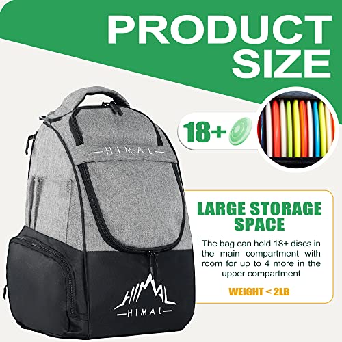 HIMAL HIMAL Disc Golf Bag Holds 22+ Discs, Durable Disc Golf Backpack with Large Capacity, and Multiple Storage Pockets - color: Grey