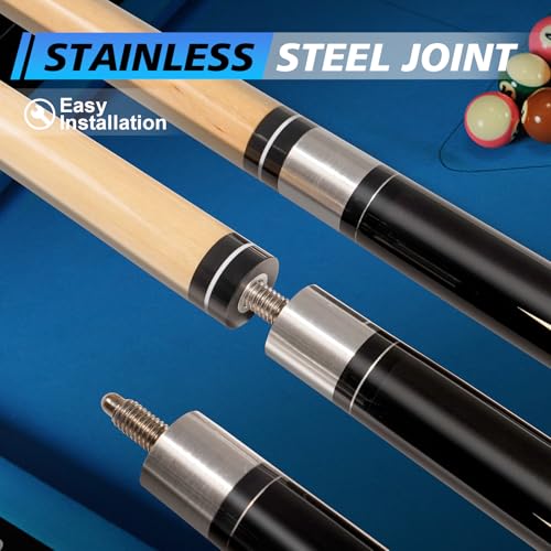 Pool Stick Set of 4, Pool Sticks for Adults, 4 Pool Cues Billiard Set, 58inch Billiard Cue with Maple Wood for Professional Billiard Players - 18oz, 19oz, 20oz, 21oz - color: B04
