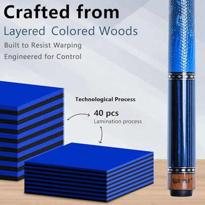 CUEELF Pool Cue Stick Low Deflection Hand-Made Inlay Billiard Cue 58'' Professional Billiard Pool Cue Stick for Adults-12.5mm Tip,3/8 * 8 Joint - color: WD-CM-LAN