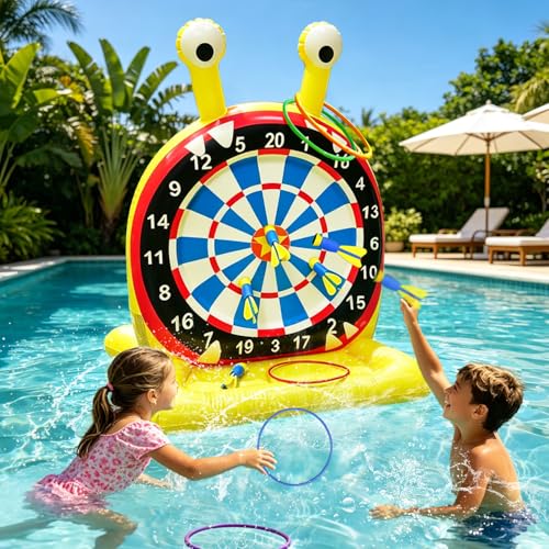 Inflatable Monster Dart Board Pool Games, Pool Floats Water Game for Beach Yard, 2-in-1 Pool Toys with Throwing & Ring-toss Games, Summer Water Toys for Kids, Teens & Adults - size: 33.5"
