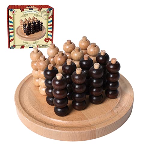 GOTHINK Portable 3D Wooden Four in a Row Board Games for Adults & Kids- 4 in a Row Game Set with Birch Chess for Family Night Games Birthday & Holiday Party Toy Gifts - Challenge Your Mind - style: Four in a Row Game