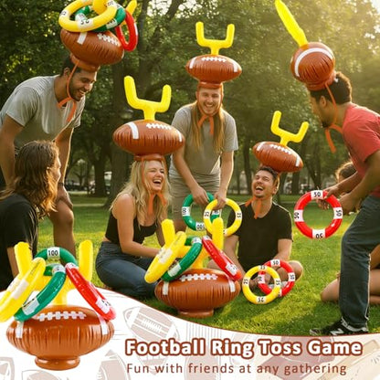 Football Goal Post Ring Toss Game Inflatable Football Post Ring Toss for Sports Birthday Party Game Day Tailgate Party Supplies