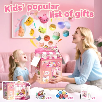 Unicorn Claw Machine for Kids, Arcade Prize Grabber with 20 Mini Plush Toys and 20 Capsules, 3-Lever Controls, Lights and Music, Gift for Ages 3 and Up - style: Unicorn