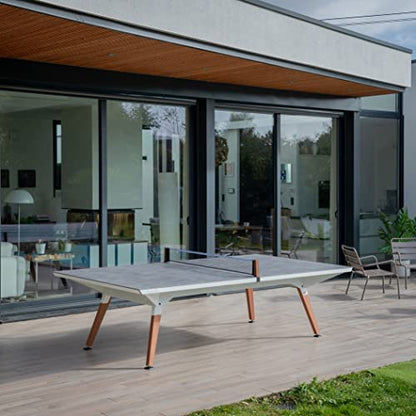 CORNILLEAU - Origin Outdoor Table - Design Ping-Pong Table - Made in France - Convertible - White - style: Fabric net - Tabletop Dark Stone