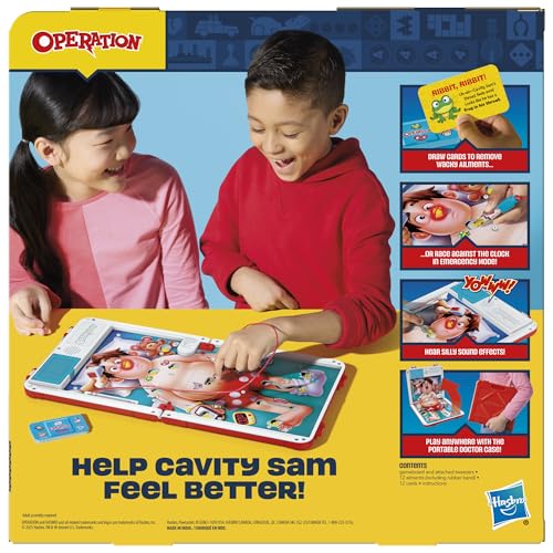 Operation Electronic Board Game with All-in-One Carrying Case | 2 Ways to Play | Ages 6+ | 1+ Players | 10 Mins. | Fun Kids Games