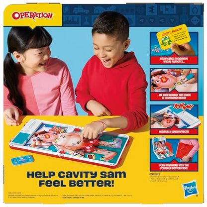 Operation Electronic Board Game with All-in-One Carrying Case | 2 Ways to Play | Ages 6+ | 1+ Players | 10 Mins. | Fun Kids Games