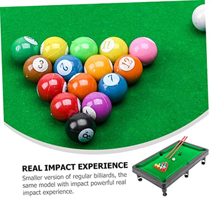 Mini Pool Table for Boys and Girls Small Tabletop Billiard Game Set Portable Billiard Toy Cues and Balls for Indoor Play and Family Fun