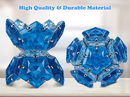 Magnetic Fidget Sphere Magnets Balls - Crystal Diamond Blue Holographic Glitter - Magnet Fidgets Toy - 12 Piece Set - Creativity Beyond Imagination, Inspirational, Recreational, Desk Toys for Adults - color: Crystal Diamond Blue Holographic Glitter