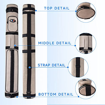 GSE Games & Sports Expert 2x2 Deluxe Hard Billiard Pool Cue Stick Carrying Case, Billiard Cue Case, Billiards Accessories (Several Colors Available) - color: Oval - Dark Grey