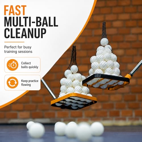 PICK 'N GO Table Tennis Ball Picker - Rapid and Efficient Ping Pong Retrieval Tool - Safe and Easy to Use Table Tennis Accessory for Players and Coaches - color: Black & Orange