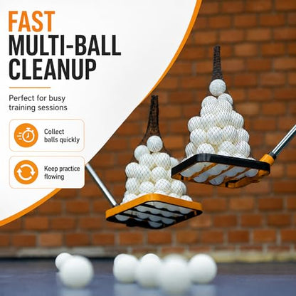 PICK 'N GO Table Tennis Ball Picker - Rapid and Efficient Ping Pong Retrieval Tool - Safe and Easy to Use Table Tennis Accessory for Players and Coaches - color: Black & Orange