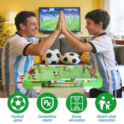 Foosball Game Table - Mini Table Finger Soccer Game for 2+ Players, 21x11 Inches, Interactive Indoor Outdoor Desktop Foosball, Ideal for Family Gatherings, Parties & Football Match Celebrations