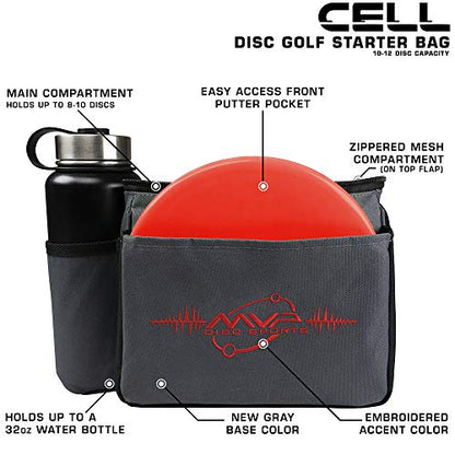 MVP Disc Sports Cell Disc Golf Starter Bag (Choose Your Favorite Color) - color: Gray/Red