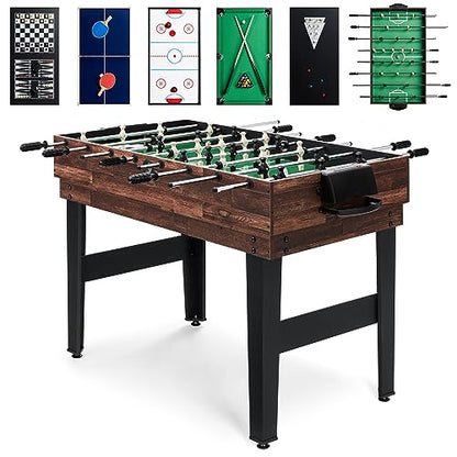 Best Choice Products 2x4ft Combo Game Table Set for Home, Game Room, Friends & Family w/Hockey, Foosball, Pool, Shuffleboard, Ping Pong, Chess, Checkers, Bowling, and Backgammon - color: Walnut
