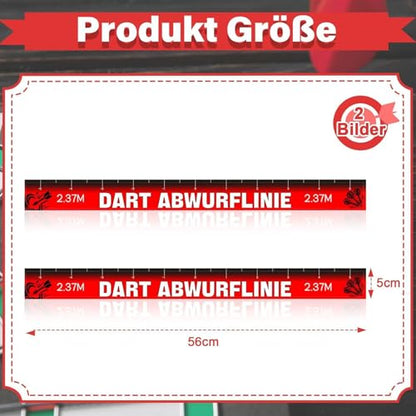 Dart Oche Tape, 2 Piece Removable Line for Dart Games with Waterproof Adhesive Coated Paper, Perfect Game Room, Club, Basement, Dorm, Party, Bar, Office, and Break Rooms