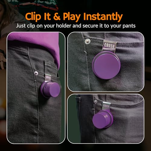 Magnetic Chalk Holder with Lid & Belt Clip – Round Billiard Pool Cue Chalk Holder with Strong Magnet, Portable Snooker Chalk Case for Players - color: Purple