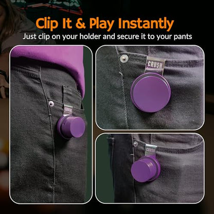 Magnetic Chalk Holder with Lid & Belt Clip – Round Billiard Pool Cue Chalk Holder with Strong Magnet, Portable Snooker Chalk Case for Players - color: Purple