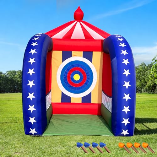 OZIS 6.5x6.5x9Ft Inflatable Axe Throwing Game with Built-in Blower Portable Fun Axe Toss Target Dart Board, Interactive Inflatable Carnival Games for Commercial Events, Parties, Family Activities - style: Axe Throwing Target
