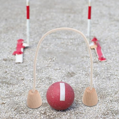 5pcs Cotton Rope Croquet Wickets with Wood Base, Family-Friendly Outdoor Croquet Equipment for Backyard and Park Leisure Games