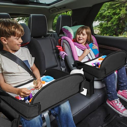 Kids Travel Tray for Toddler Car Seat, Lap Tray for Girl Activities with Dry Erase Board & Cooler Cup Holder, Road Trip Essentials Accessories with No-Drop Large Tablet iPad Holder Stand,2Pc Black - color: Black-2PCS