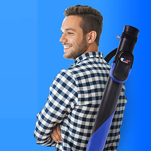 GSE Games & Sports Expert Billiard Cue Cases, 1x1 Deluxe Hard Billiard Pool Cue Stick Carrying Case, Pool Billiards Accessories (Several Colors Available) - color: Deluxe - Black/Blue