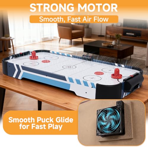 36” Air Hockey Table for Adults – Full-Size Arcade Game Table with LED Electronic Scoreboard, 2 Pushers & 2 Pucks, Portable Mini Air Hockey Table for Home, Office & Game Room