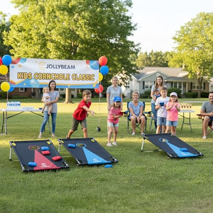 2026 Upgraded Cornhole Board Set for Kids Adults, 3FT x 2FT All Weather Corn Hole Game, Portable Design with Durable 300D Cloth, 8 Bean Bags & Carrying Case, Indoor Outdoor Games Backyard Lawn Game